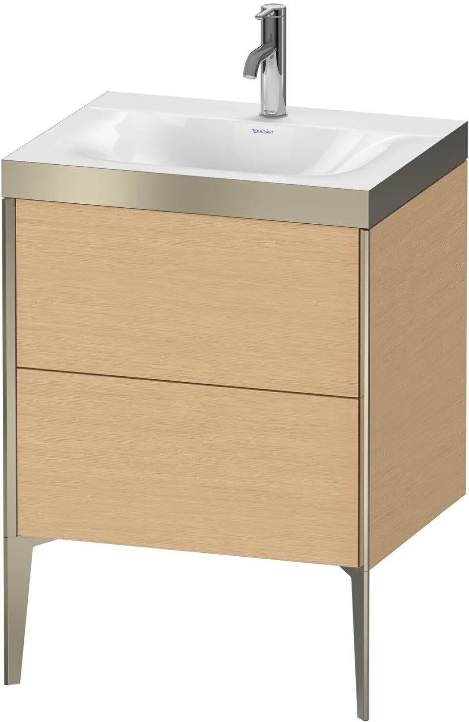 Duravit XViu Möbelwaschtisch 60 x 48 cm c-bonded mit 1 Hahnloch, mit 2 Auszügen, bodenstehend   eiche gebürstet (echtholzfurnier) XV4709OB112P