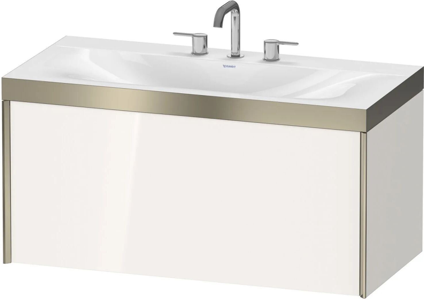 Duravit XViu Möbelwaschtisch 100 x 48 cm c-bonded mit 3 Hahnlöchern, wandhängend mit 1 Auszug   weiß hochglanz (dekor) XV4611TB122P