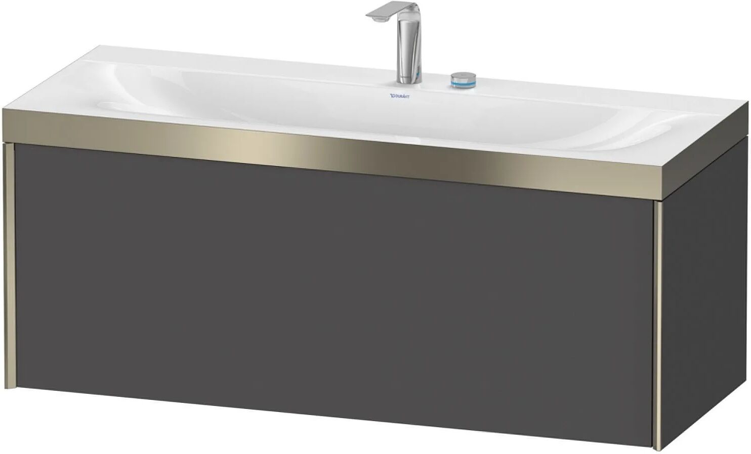 Duravit XViu Möbelwaschtisch 120 x 48 cm c-bonded mit 2 Hahnlöchern, wandhängend mit 1 Auszug   graphit matt (dekor) XV4612EB149P