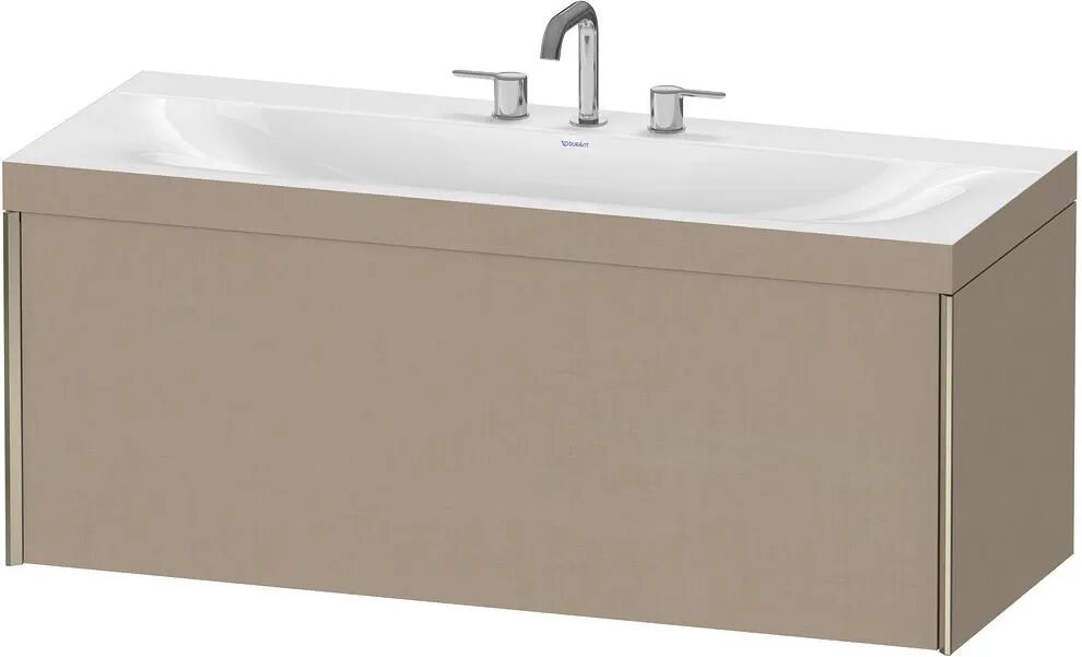 Duravit XViu Möbelwaschtisch 120 x 48 cm c-bonded mit 3 Hahnlöchern, wandhängend mit 1 Auszug   leinen (dekor) XV4612TB175C