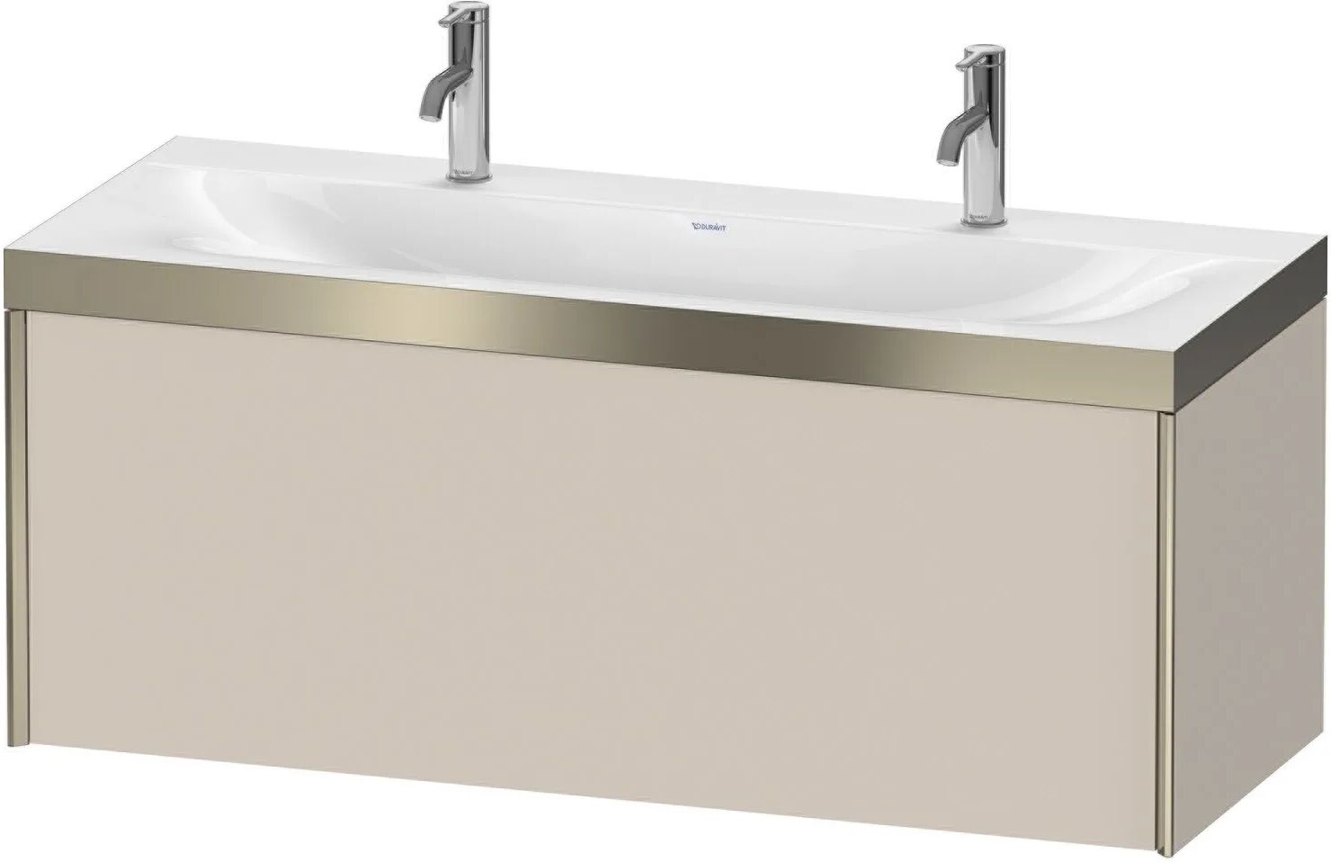 Duravit XViu Möbelwaschtisch 120 x 48 cm c-bonded mit 2x 1 Hahnloch, wandhängend mit 1 Auszug   taupe matt (dekor) XV4613OB191P