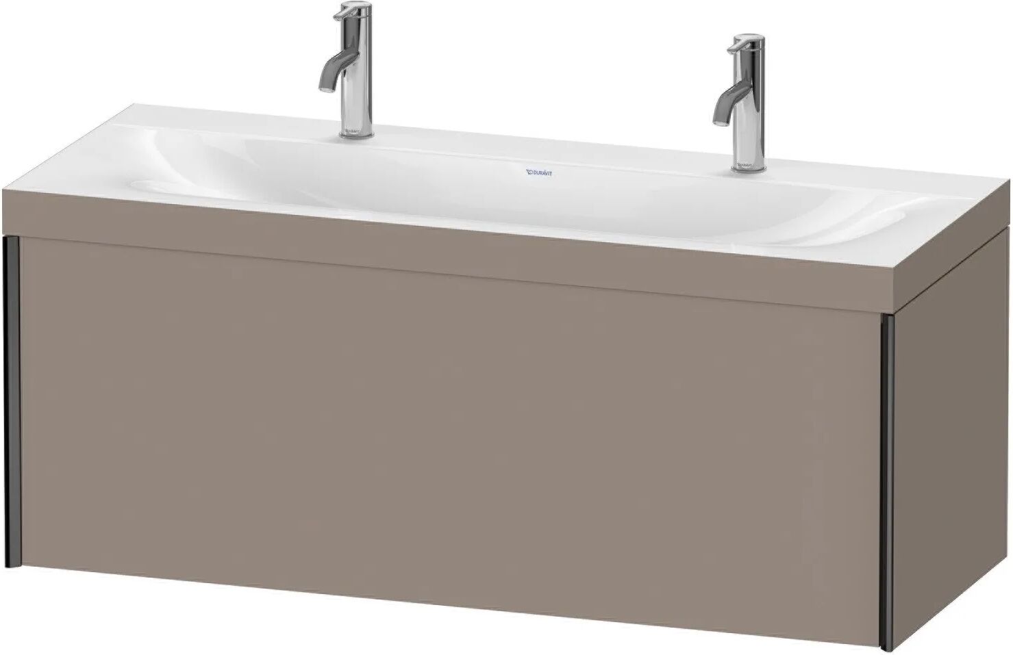 Duravit XViu Möbelwaschtisch 120 x 48 cm c-bonded mit 2x 1 Hahnloch, wandhängend mit 1 Auszug   basalt matt (dekor) XV4613OB243C