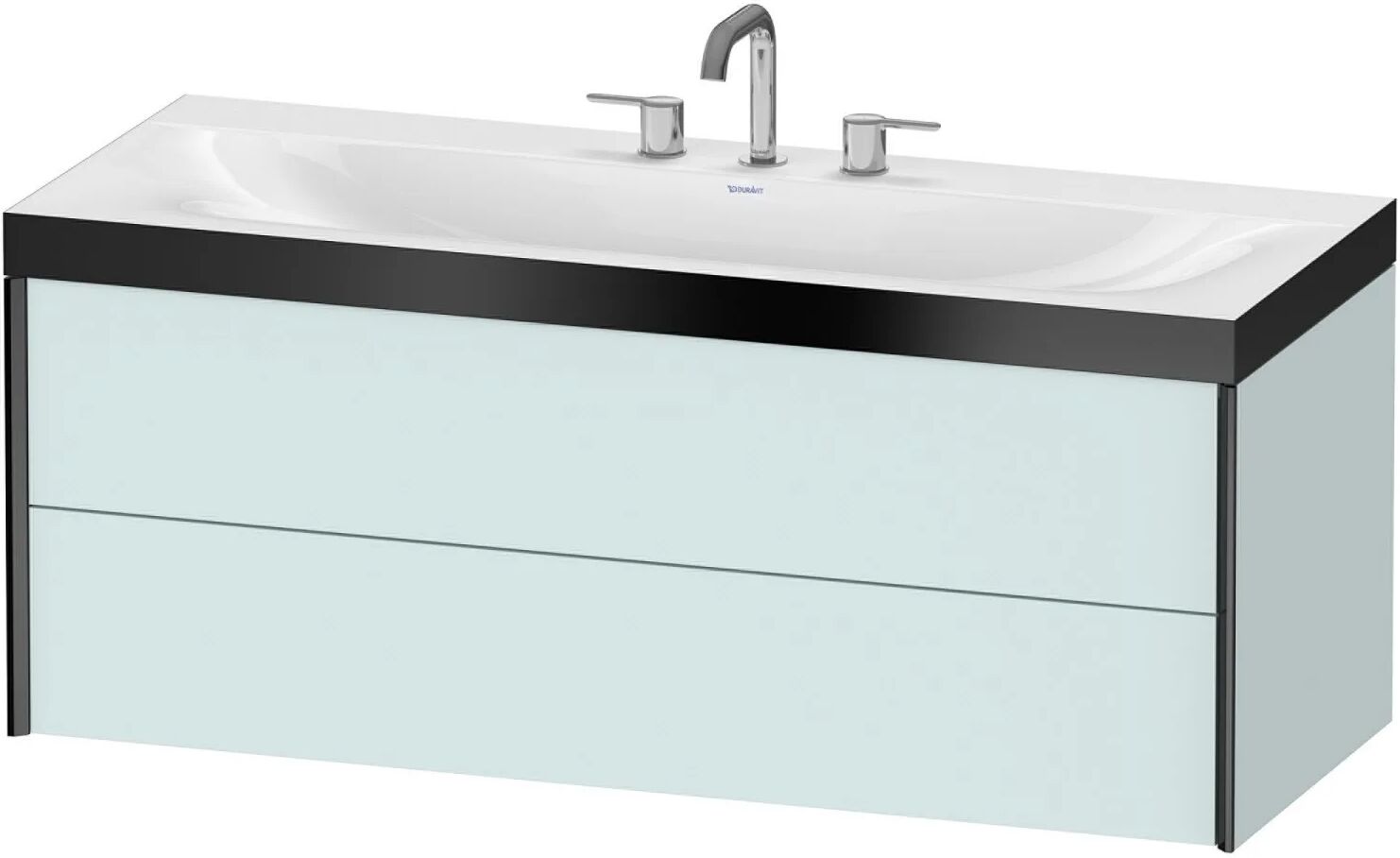 Duravit XViu Möbelwaschtisch 120 x 48 cm c-bonded mit 3 Hahnlöchern, wandhängend mit 2 Auszügen   lichtblau matt (dekor) XV4617TB209P