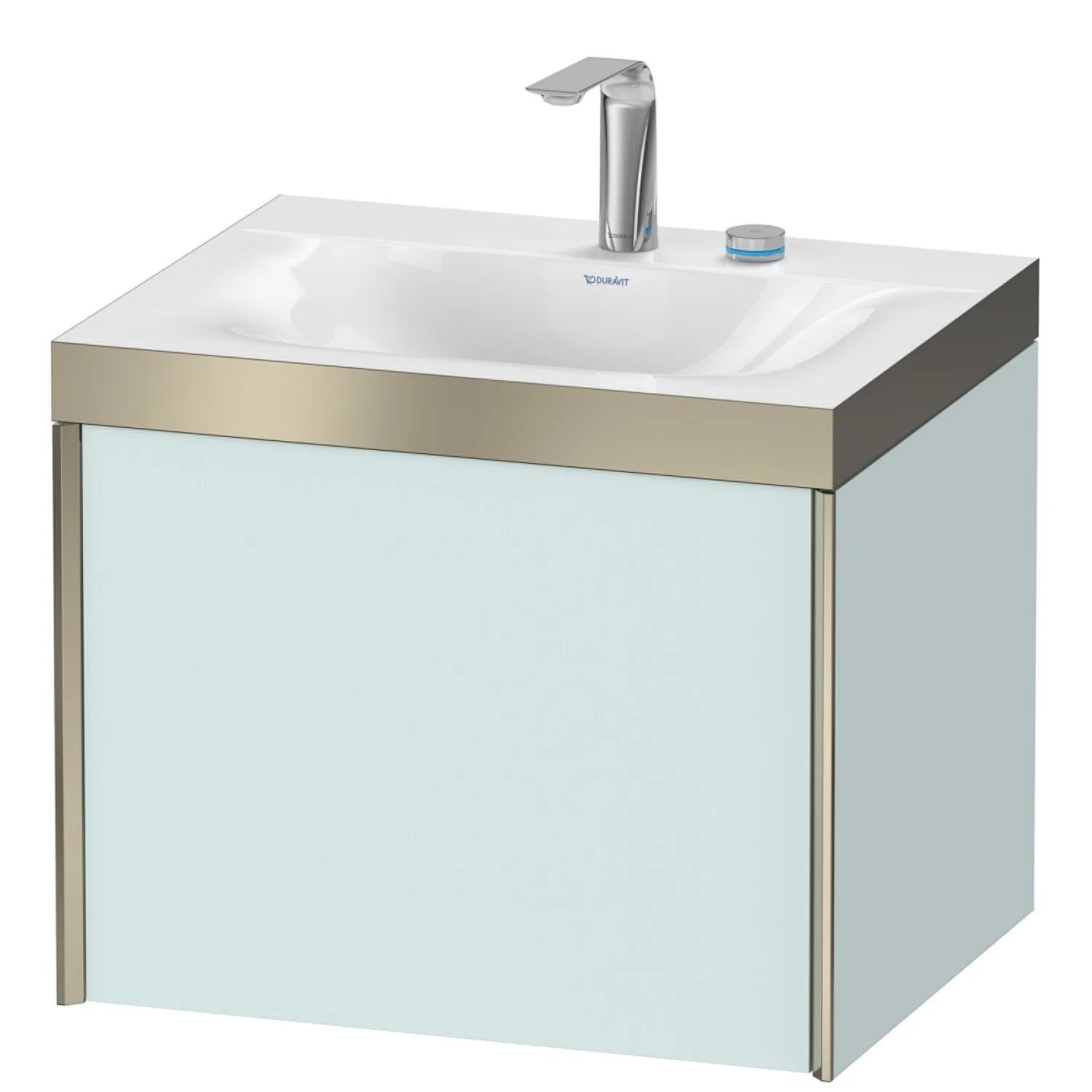 Duravit XViu Möbelwaschtisch 60 x 48 cm c-bonded mit 2 Hahnlöchern, wandhängend mit 1 Auszug   lichtblau matt (dekor) XV4609EB109P