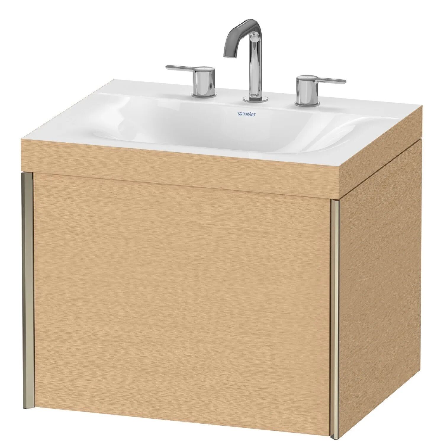 Duravit XViu Möbelwaschtisch 60 x 48 cm c-bonded mit 3 Hahnlöchern, wandhängend mit 1 Auszug   eiche gebürstet (echtholzfurnier) XV4609TB112C