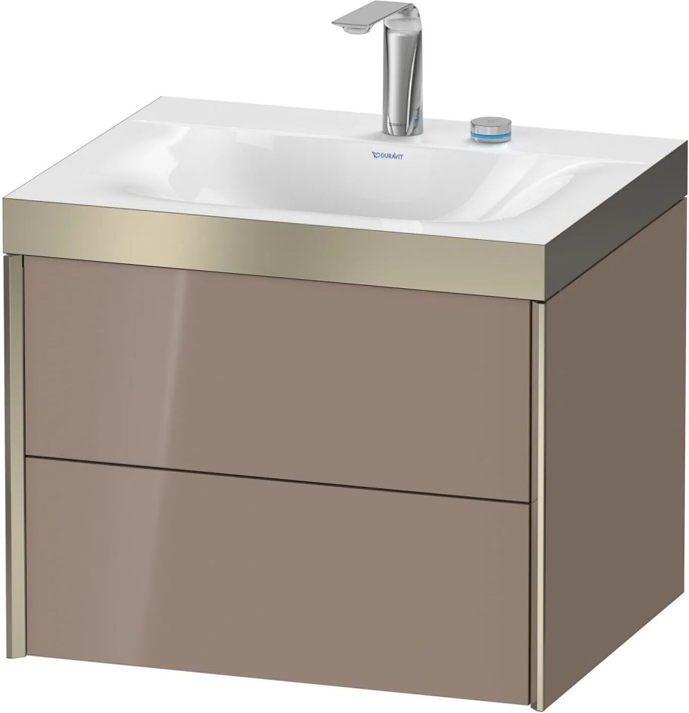 Duravit XViu Möbelwaschtisch 60 x 48 cm c-bonded mit 2 Hahnlöchern, wandhängend mit 2 Auszügen   cappuccino hochglanz (lack) XV4614EB186P