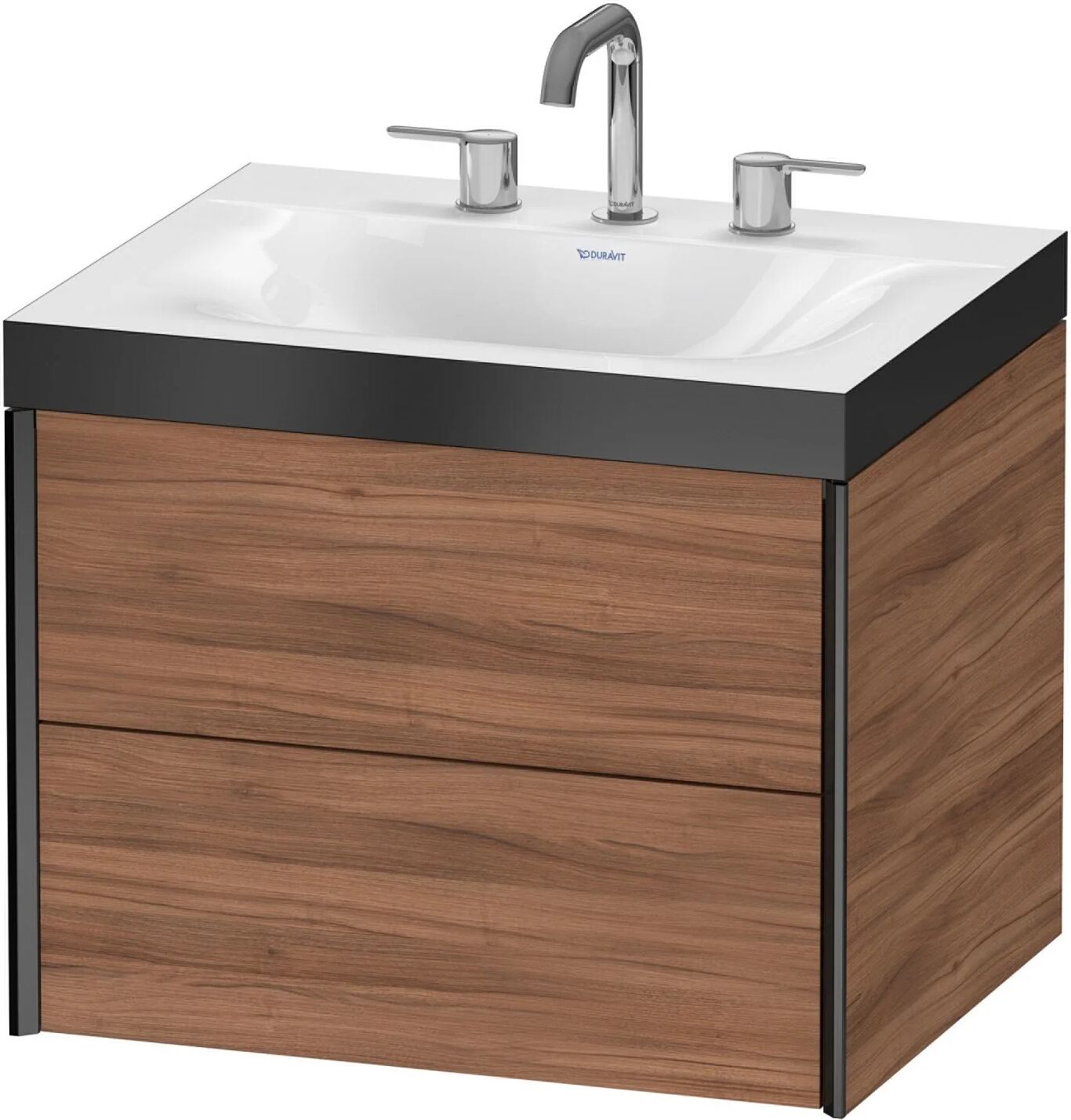 Duravit XViu Möbelwaschtisch 60 x 48 cm c-bonded mit 3 Hahnlöchern, wandhängend mit 2 Auszügen   nussbaum natur (dekor) XV4614TB279P