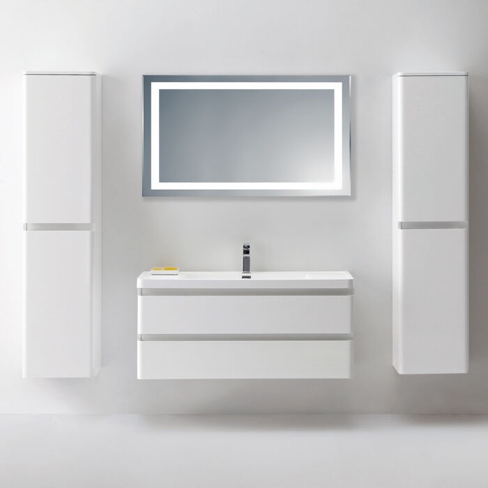 Badnor AS Mie 120+40+40cm møbelpakke (3034) speil m/ lys og bryter HVIT HG