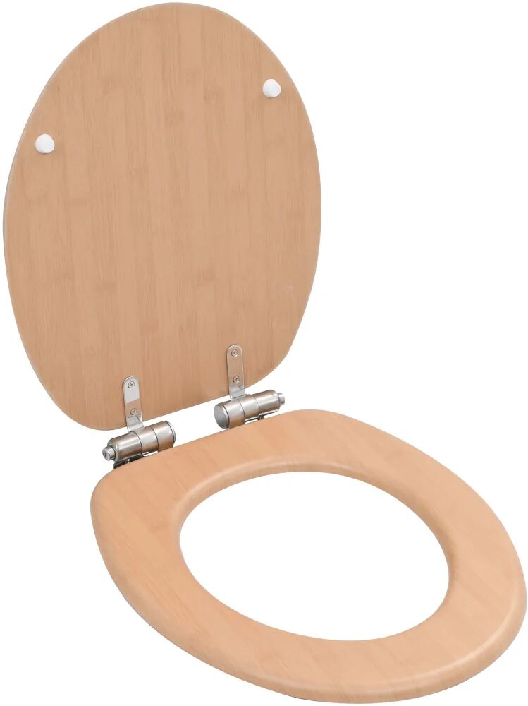 vidaXL Capac WC cu închidere silențioasă, MDF, design bambus