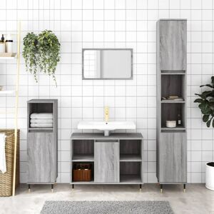 Vidaxl Bathroom Cabinet Sonoma Oak 30X30x100 Cm Engineered Wood gray