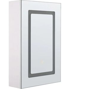 BELIANI Modern Minimalist Wall Mirror Cabinet with led Storage Cupboard White Condor