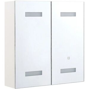 BELIANI Hanging Wall Mirror 2 Door Cabinet with LED White Storage Cupboard Talagapa