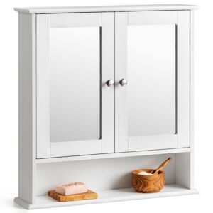 Christow White Double Mirrored Bathroom Cabinet – H58cm x W56cm x D13cm - White