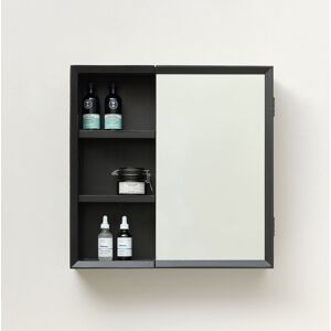 Black Open Shelved Mirrored Wall Cabinet 53cm x 53cm Material: Wood, glass, metal