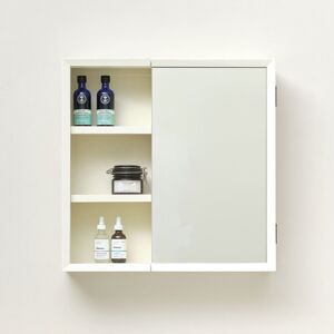 Cream Bathroom Mirrored Wall Cabinet 53cm x 53cm Material: wood, glass, metal