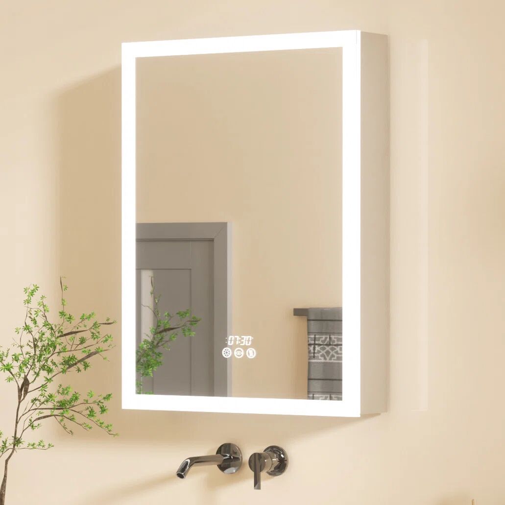 Photos - Other sanitary accessories Ebern Designs Meixner Framed Medicine Cabinet with LED Mirror and 3 Adjust