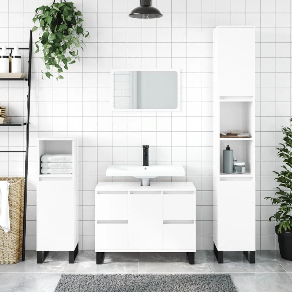 Photos - Other sanitary accessories Cabinet DEvidaxl Vidaxl Bathroom  Concrete Grey 30X30x100 Cm Engineered Woo 
