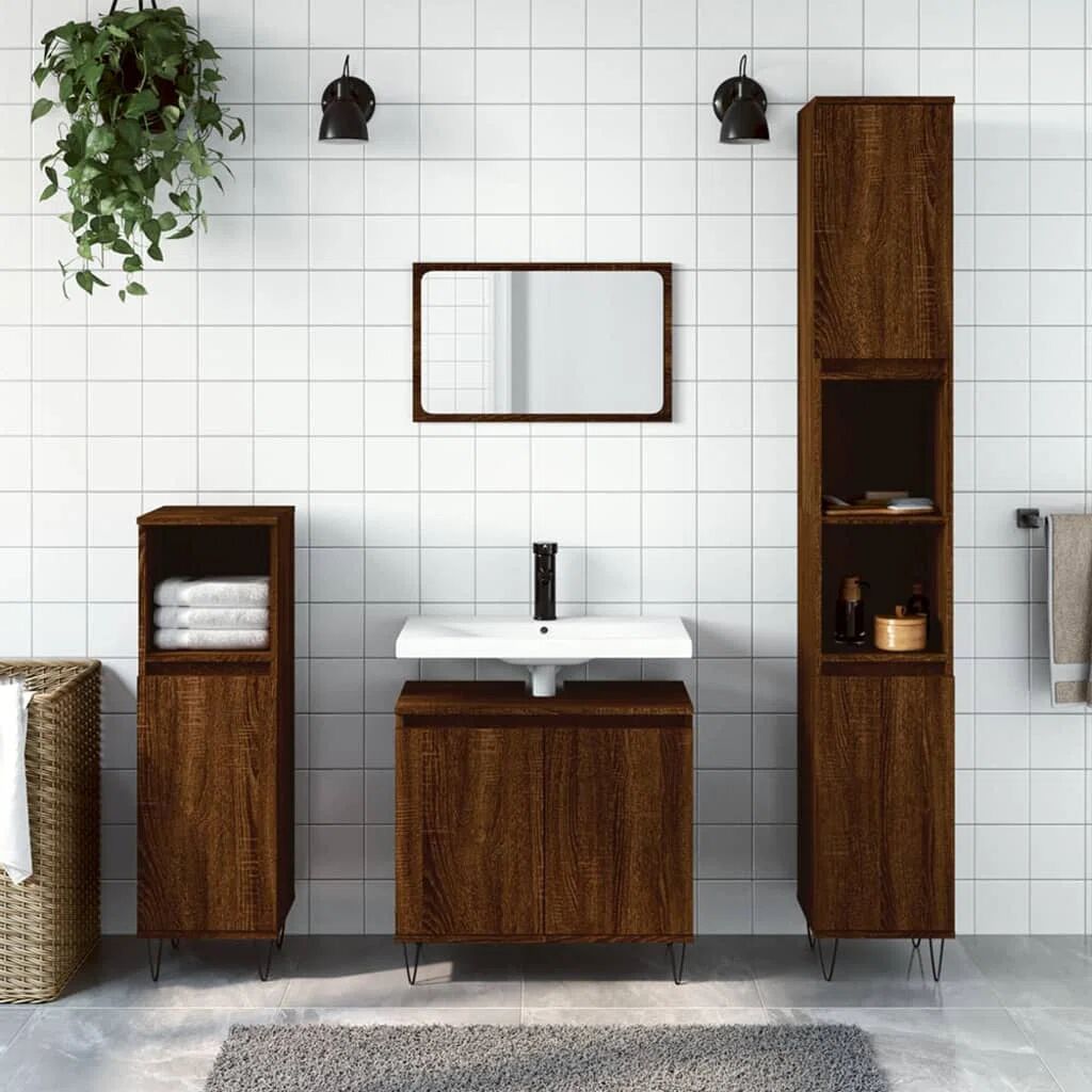 Photos - Other sanitary accessories VidaXL Bathroom Cabinet Smoked Oak 58X33x60 Cm Engineered Wood brown 
