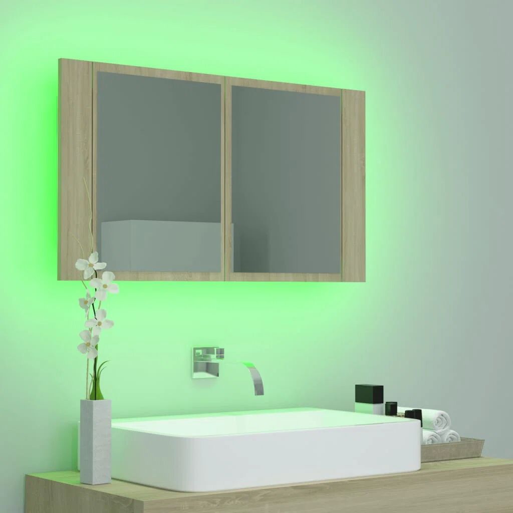 Photos - Other sanitary accessories Cabinet Ebern Designs LED Bathroom Mirror  Acrylic black 4.5 H x 8.0 W x 1. 