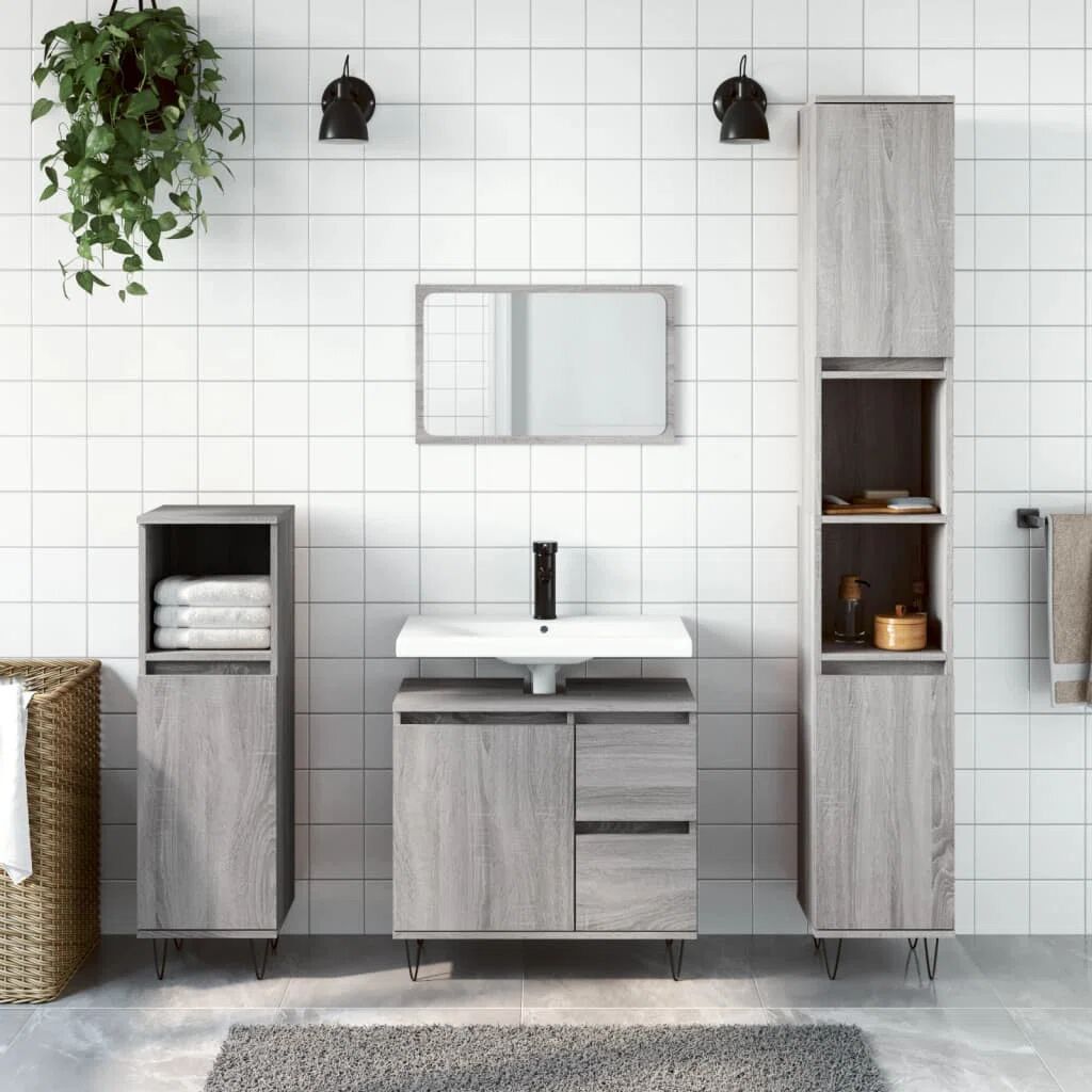 Photos - Other sanitary accessories VidaXL Bathroom Cabinet Black 30X30x190 Cm Engineered Wood gray 