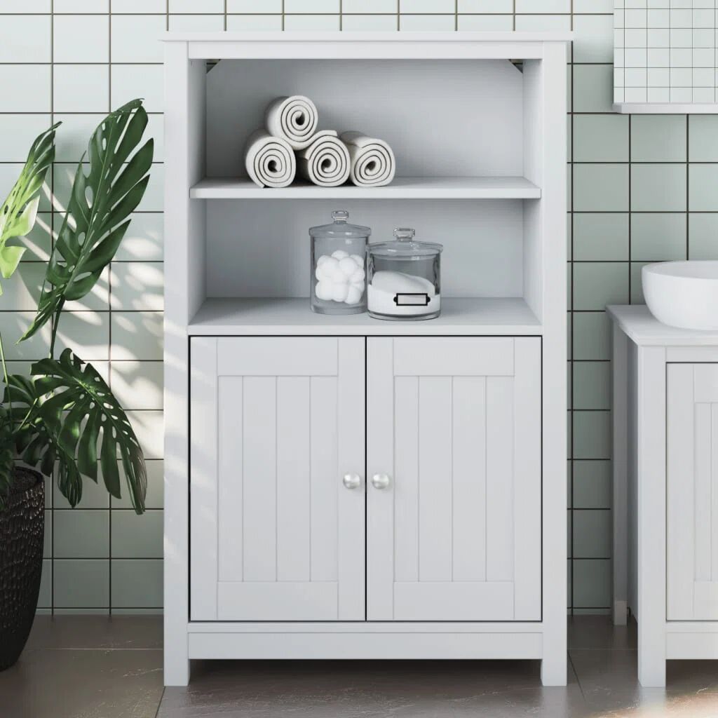 Photos - Other sanitary accessories VidaXL Bathroom Cabinet BERG Black 69.5X34x110 Cm Solid Wood Pine white 