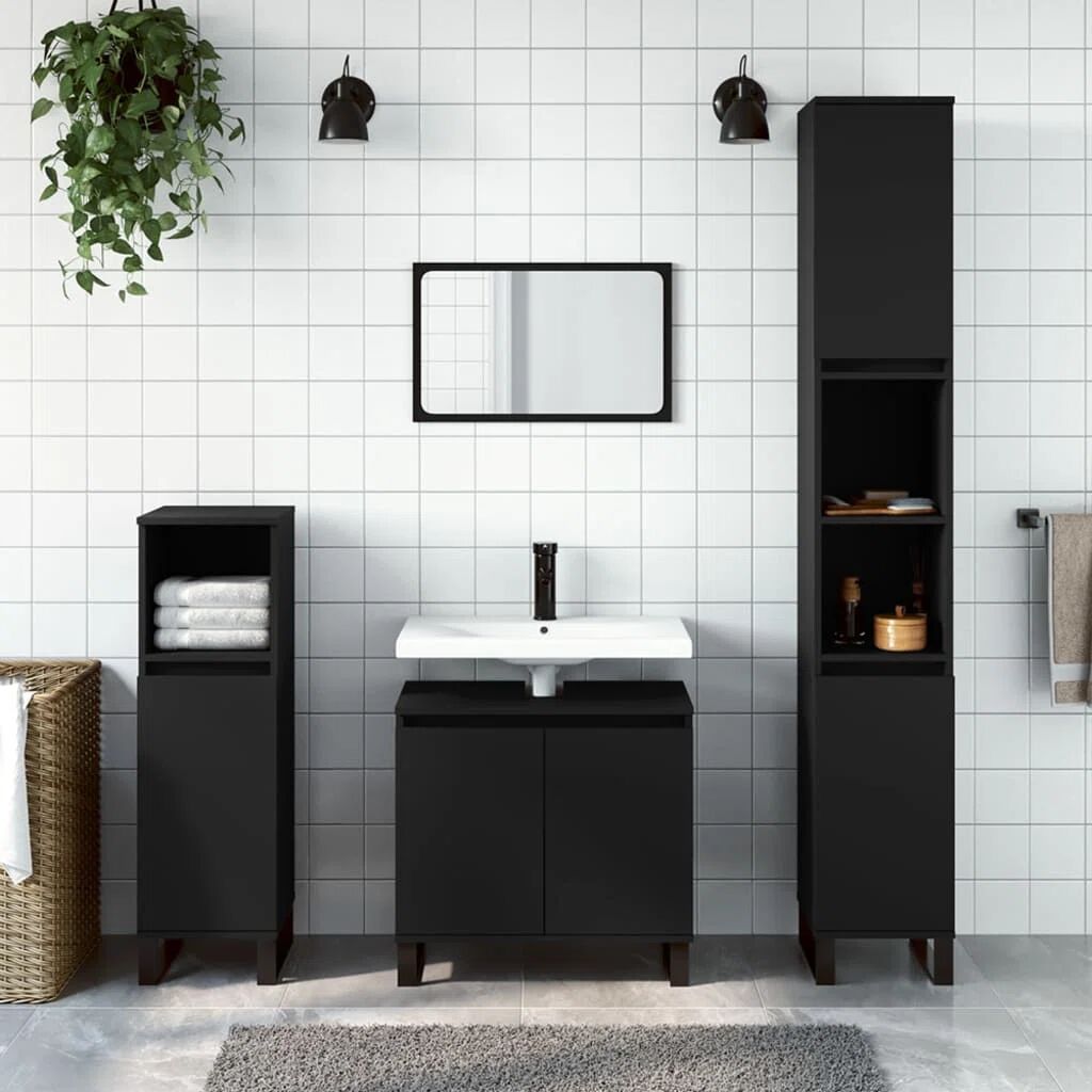 Photos - Other sanitary accessories VidaXL Bathroom Cabinet Black 30X30x190 Cm Engineered Wood black 
