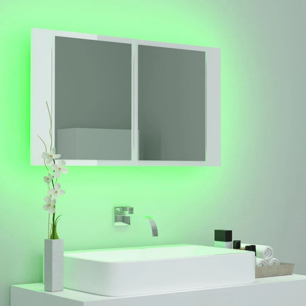 Photos - Other sanitary accessories Cabinet Ebern Designs LED Bathroom Mirror  Acrylic white/black 4.5 H x 8.0 