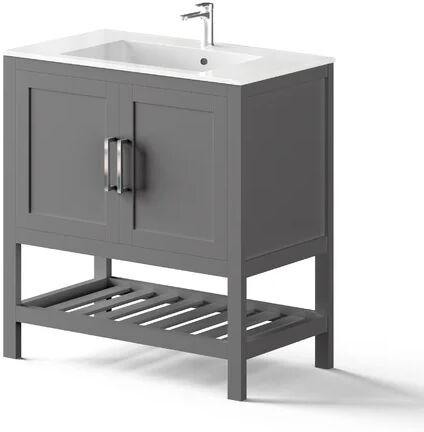 Ebern Designs Northumberland 800mm Free-standing Single Vanity Unit Ebern Designs Vanity Unit Colour: Anthracite 65cm H X 70cm W X 40cm D