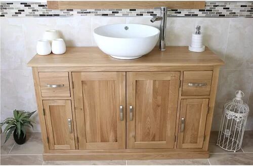 Gracie Oaks Edmonds Solid Oak 123mm Free-Standing Vanity Unit Gracie Oaks