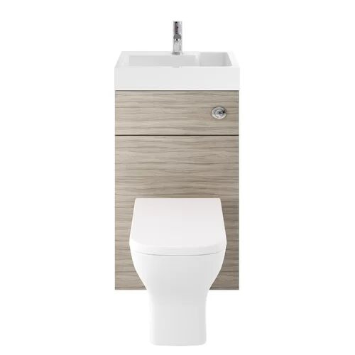 Nuie 503mm Two-In-One Wash Basin & Toilet Unit Nuie Vanity Unit Colour: Driftwood  - Size: 143cm H X 30cm W X 23cm D