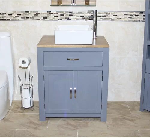 August Grove Ariana Solid Oak 70mm Free-Standing Vanity Unit August Grove Base Finish: Grey 210cm H X 160cm W X 80cm D