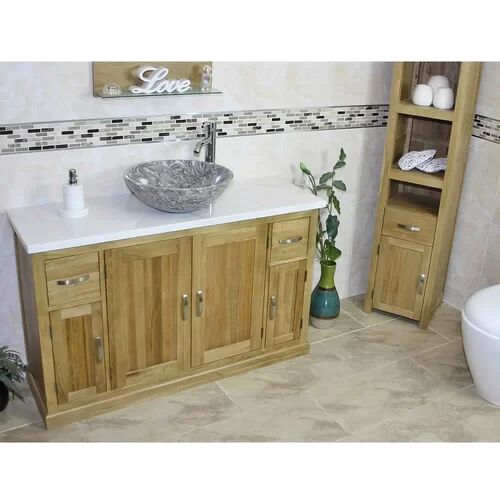 Belfry Bathroom Decastro Solid Oak 1230mm Free-Standing Vanity Unit Belfry Bathroom Sink Finish: Grey