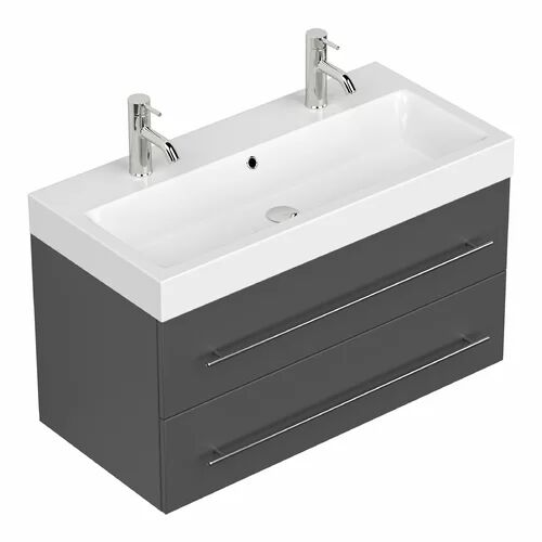 Ivy Bronx Siemens 1000mm Wall Mount Single Vanity Ivy Bronx Vanity Unit Colour: Black  - Size: 60cm H X 100cm W X 48cm D