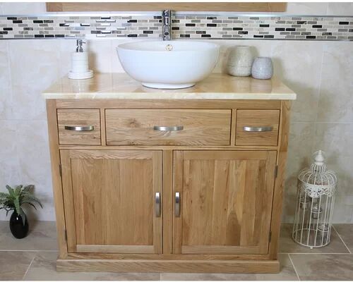 Belfry Bathroom Weston Solid Oak 1000mm Free-Standing Vanity Unit Belfry Bathroom 200cm H X 150cm W X 200cm D