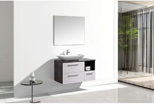 17 Stories Candito 1000mm Wall Hung Single Vanity Unit 17 Stories Vanity Unit Colour: White/Grey 60cm H x 130cm W x 3cm D