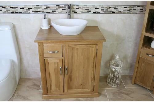 August Grove Waples Solid Oak 750mm Free-Standing Vanity Unit August Grove  - Size: 100cm H X 65cm W X 9cm D