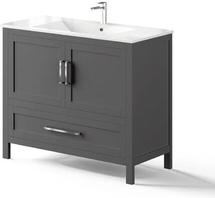 Ebern Designs Northmoor 1000mm Free-standing Single Vanity Unit Ebern Designs Vanity Unit Colour: Anthracite 105cm H X 75cm W X 4cm D