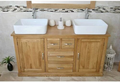 Gracie Oaks Ellis Solid Oak 143mm Free-Standing Vanity Unit Gracie Oaks 40cm H X 80cm W X 80cm D