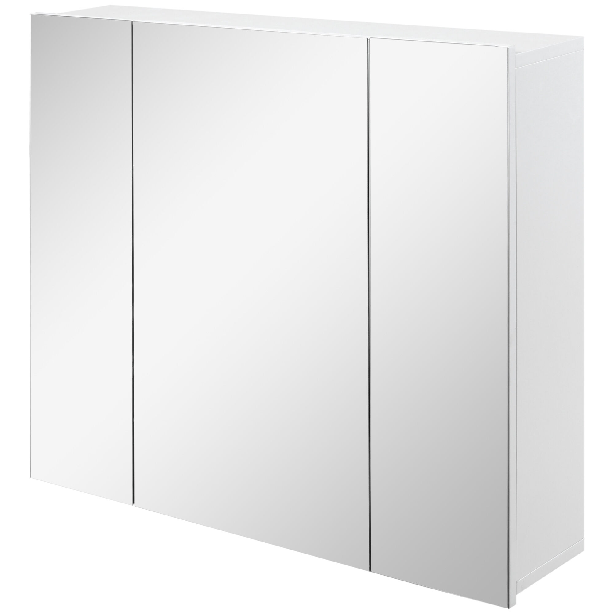 kleankin Wall Mounted Mirror Cabinet, Bathroom Medicine Cabinet with Mirror, 3 Doors and Adjustable Shelves, White