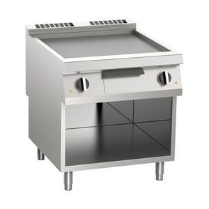 KBS Gastrotechnik Elektro-Grillplatte glatt verchromt 16,2kW 3 Heizzonen offener Unterbau