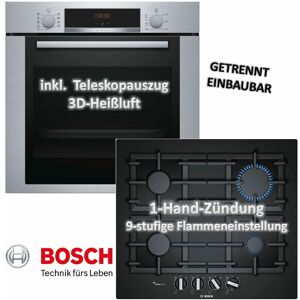 Bosch - Herdset autark Backofen-Set HBA3140S0 mit Gas-Kochfeld PPP6A6B90 - 60cm, Teleskopauszug