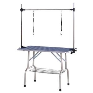 PawHut Hundetrimmtisch blau Gummi B/H/L: ca. 60x170x107 cm