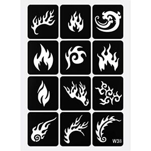 COSCELIA 1PC Tatouage Pochoirs Tatouage temporaire Noir Flamme Tatouages Pochoir Modèle de tatouage pour hommes femme - Publicité