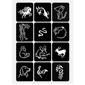 COSCELIA 1PC Tatouage Pochoirs Tatouage temporaire Black Animal Tattoos Stencil Tattoo template pour hommes femme - Publicité