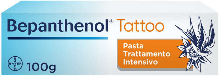 Bayer Spa Bepanthenol Tattoo, Pasta Trattamento Intensivo Per Tatuaggio, Con Pantenolo, Idrata E Rigenera La Pelle Tatuata, 100g