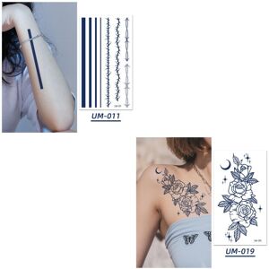 Goodnews 2 Sheets Long Lasting Fake Tattoos Women's Arm Back Fake Tattoos Waterproof Semi Permanent Herbal Tattoos