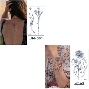 Goodnews 2 Sheets Semi Permanent Tattoos Women's Arm Back Fake Tattoos Waterproof and Long Lasting Plant Juice Tattoos