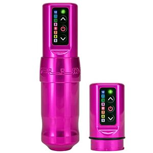 FK Irons Spektra Flux - Wireless Tattoo Machine - Pink Bubblegum Special Edition - Comes with 2 PowerBolt Batteries - 9 W, Brushless, 4.0 mm Stroke - 178 g - Compatible with Most Membrane Needles