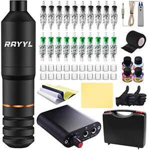 Tattoo Machine Pen Kit - Rayyl, Tattoo Machine Kit with Rotary Machine, 20pcs Cartridges Needles, Mini Power Supply, Grip Tape, Tattoo Practice Skins, ink Caps for Beginners & Professional Artists…