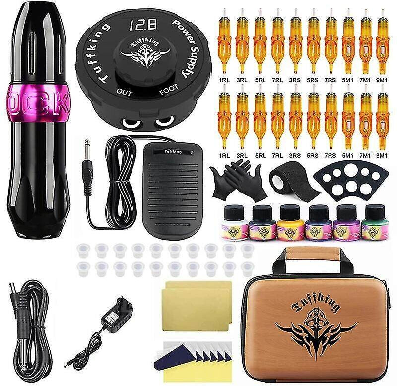 Beyamis Tattoo Machine Kit - Tattoo Kit With Rotary Tattoo Machine Colour: Purple suit